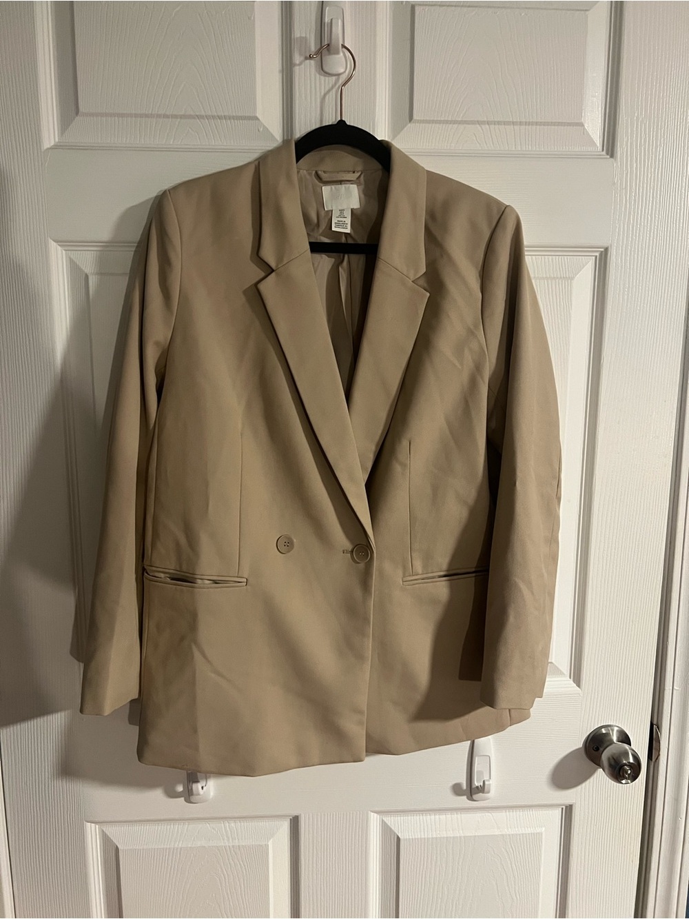H&M Beige Double-Breasted Women's Oversized Blazer